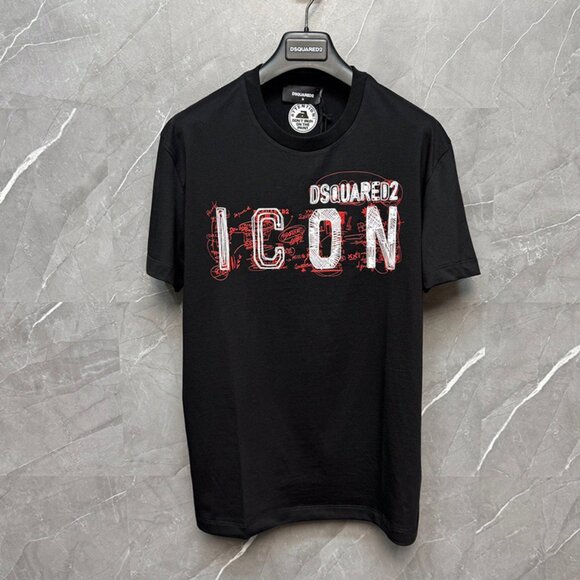 Dsquared2 Men Icon Scribble Cool Fit T Shirt Black - Picture 1 of 7